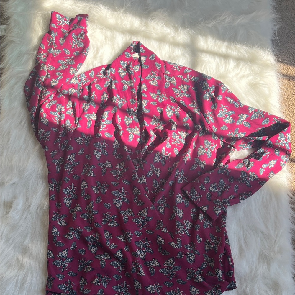 Pleione Burgundy Floral Blouse